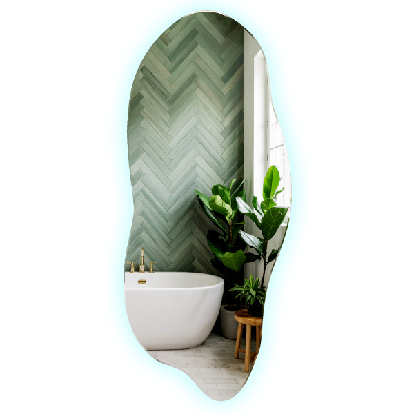 Spegel LED belysning organisk form elegant 40x90 cm