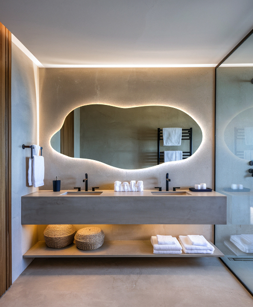 Spegel LED belysning organisk form dekorativt 45x100 cm