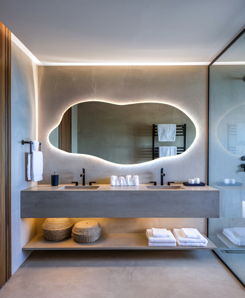 Spegel LED belysning organisk form dekorativt 45x100 cm