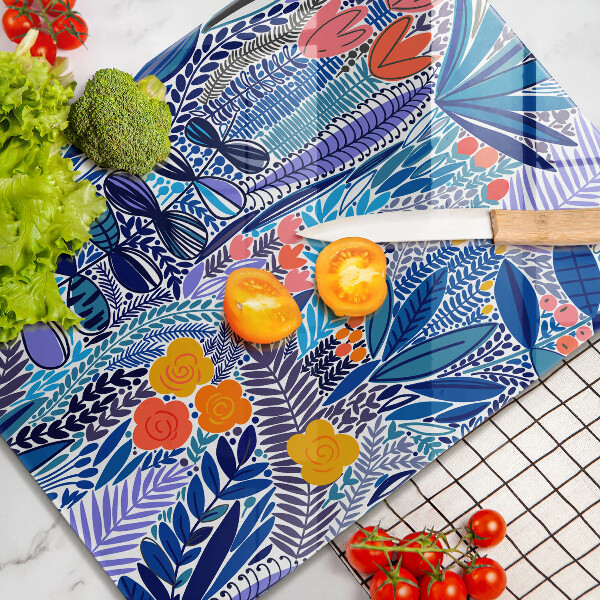 Skärbräda i glas Målad äng