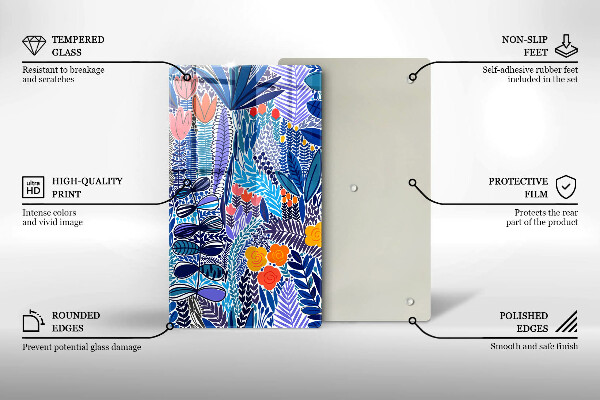 Skärbräda i glas Målad äng