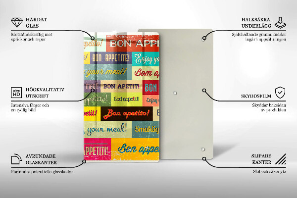 Skärbräda i glas God aptit undertexter språk