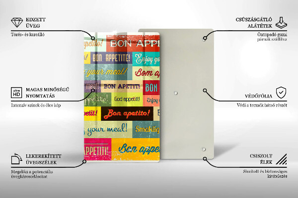 Skärbräda i glas God aptit undertexter språk
