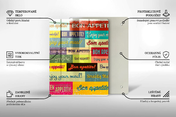 Skärbräda i glas God aptit undertexter språk