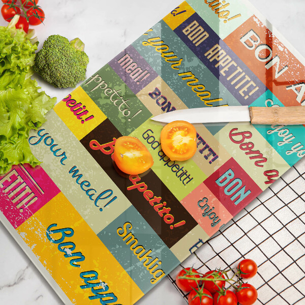 Skärbräda i glas God aptit undertexter språk