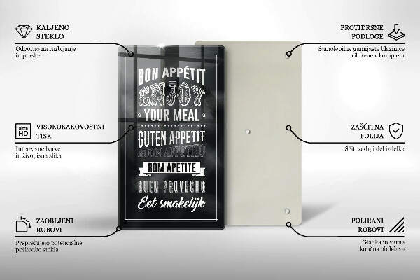 Skärbräda i glas Köksbokstäver, maxim