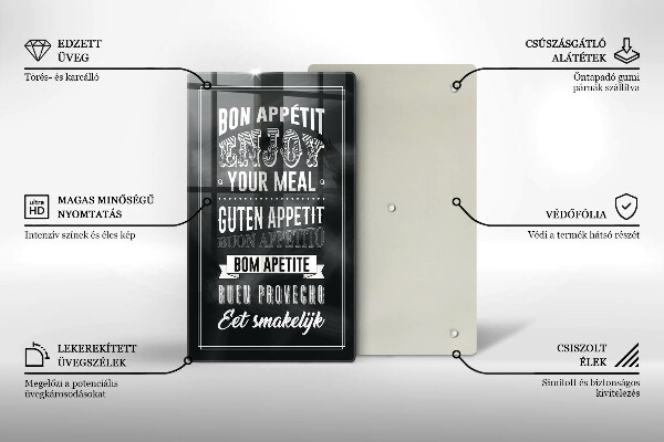 Skärbräda i glas Köksbokstäver, maxim