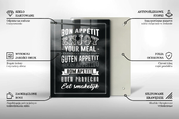 Skärbräda i glas Köksbokstäver, maxim