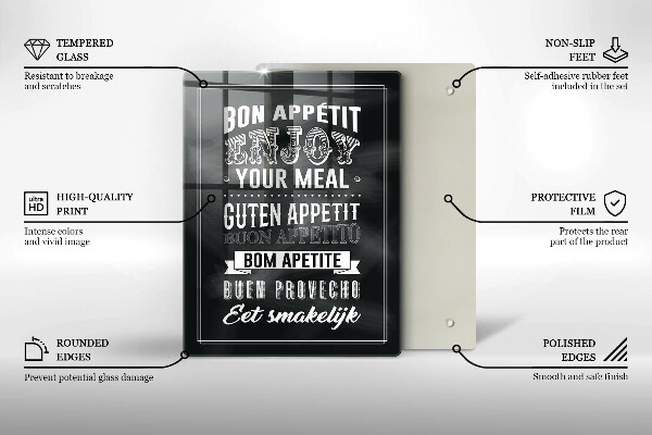 Skärbräda i glas Köksbokstäver, maxim