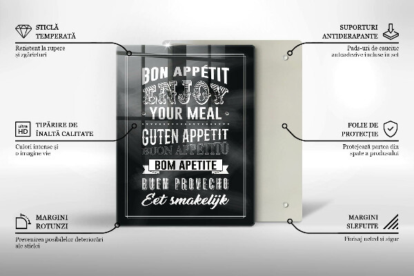 Skärbräda i glas Köksbokstäver, maxim