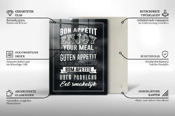 Skärbräda i glas Köksbokstäver, maxim