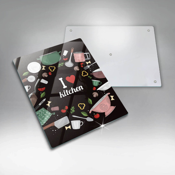 Skärbräda i glas Jag älskar köksillustration