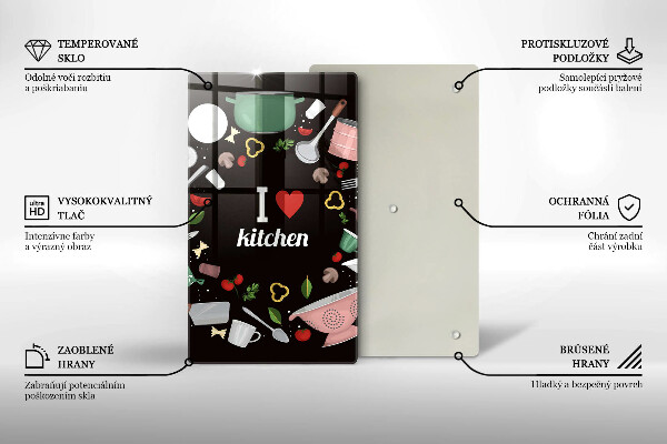 Skärbräda i glas Jag älskar köksillustration