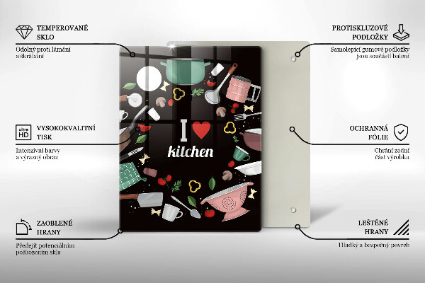 Skärbräda i glas Jag älskar köksillustration