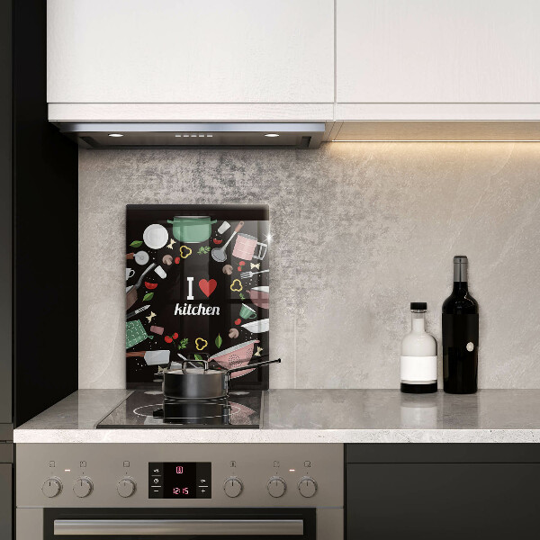 Skärbräda i glas Jag älskar köksillustration