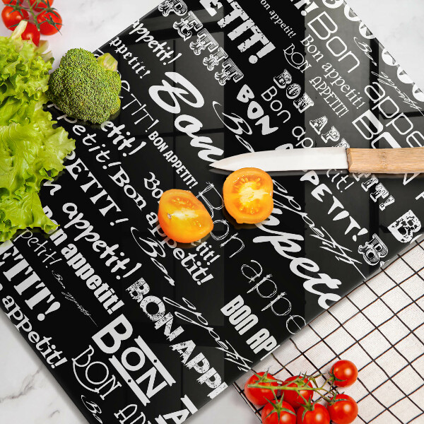 Skärbräda i glas Kökstexter God aptit