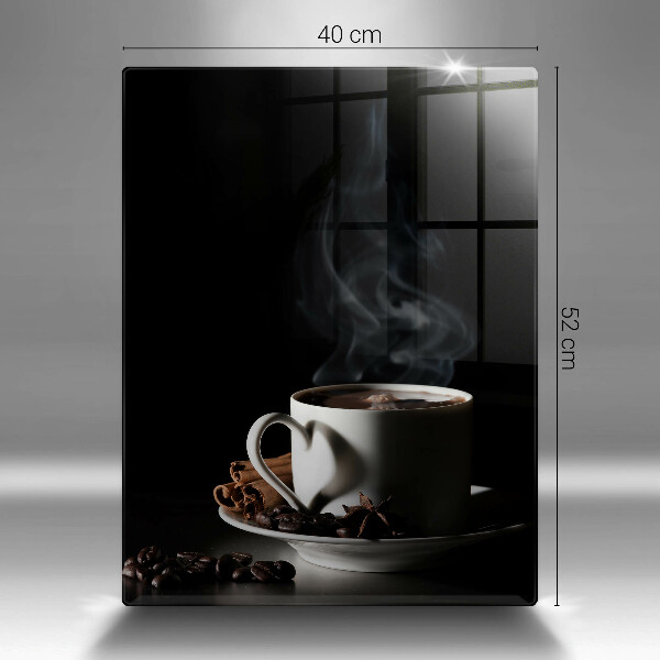 Skärbräda i glas En kopp varmt kaffe