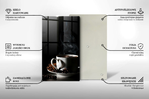 Skärbräda i glas En kopp varmt kaffe