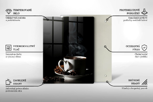 Skärbräda i glas En kopp varmt kaffe