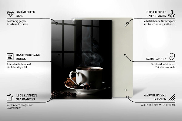 Skärbräda i glas En kopp varmt kaffe