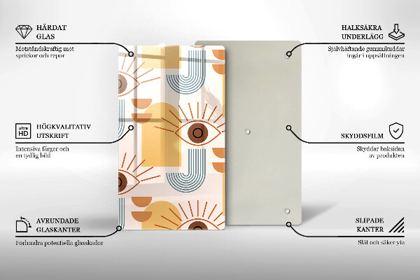 Skärbräda i glas Boho mönster ögon