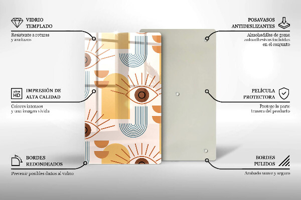 Skärbräda i glas Boho mönster ögon