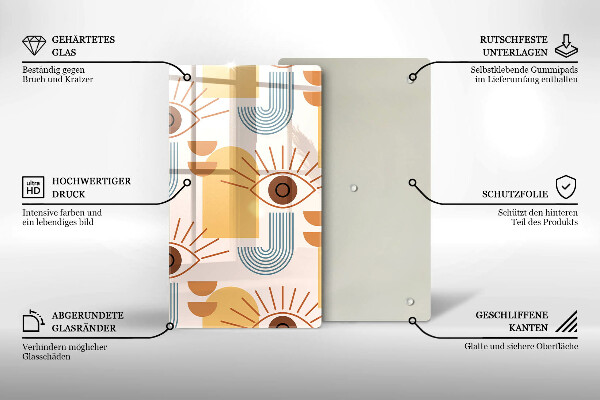 Skärbräda i glas Boho mönster ögon