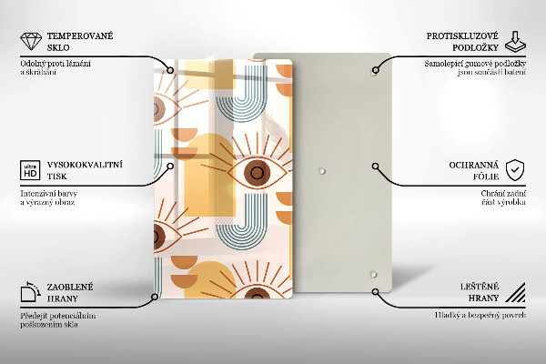 Skärbräda i glas Boho mönster ögon