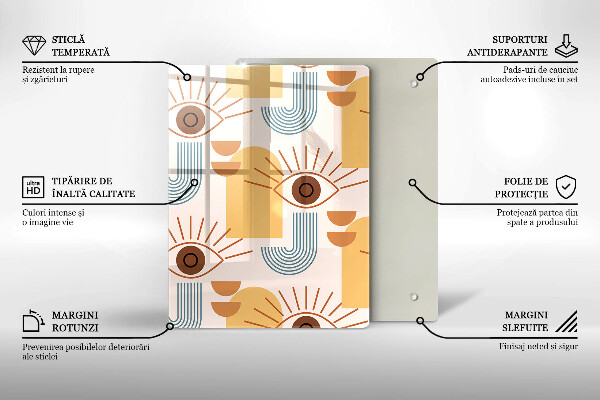 Skärbräda i glas Boho mönster ögon