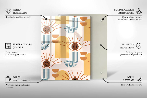 Skärbräda i glas Boho mönster ögon