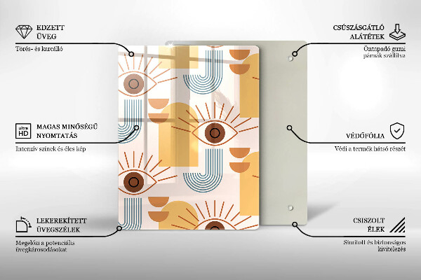 Skärbräda i glas Boho mönster ögon