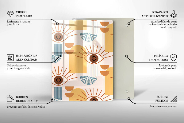 Skärbräda i glas Boho mönster ögon