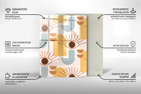 Skärbräda i glas Boho mönster ögon