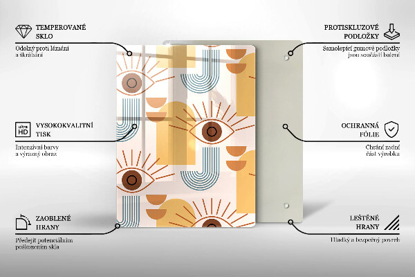 Skärbräda i glas Boho mönster ögon