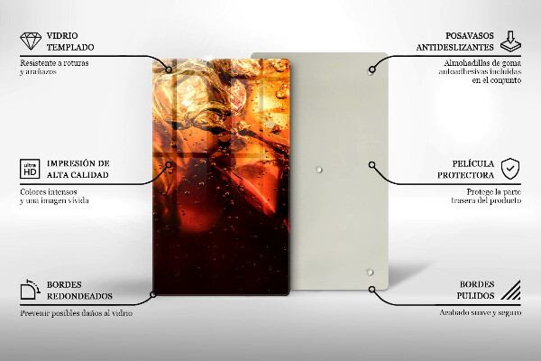 Skärbräda i glas Cola drink med is