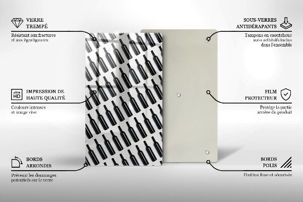 Skärbräda i glas Svarta vinflaskor