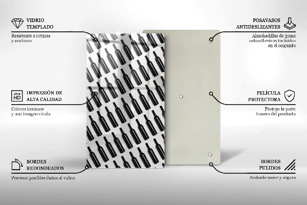 Skärbräda i glas Svarta vinflaskor