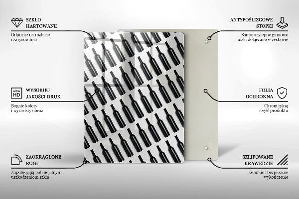 Skärbräda i glas Svarta vinflaskor