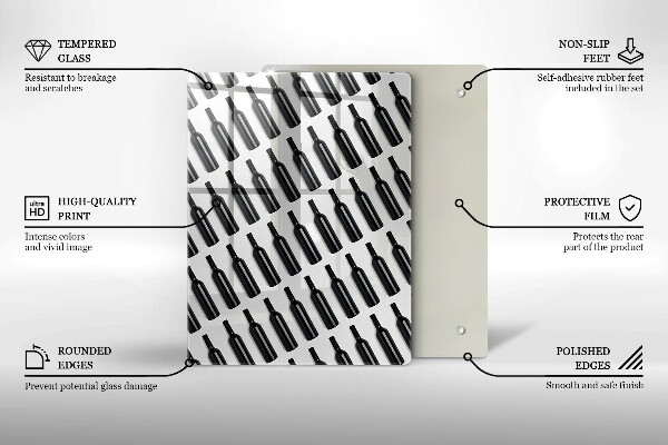 Skärbräda i glas Svarta vinflaskor