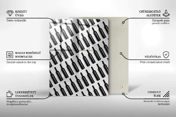 Skärbräda i glas Svarta vinflaskor