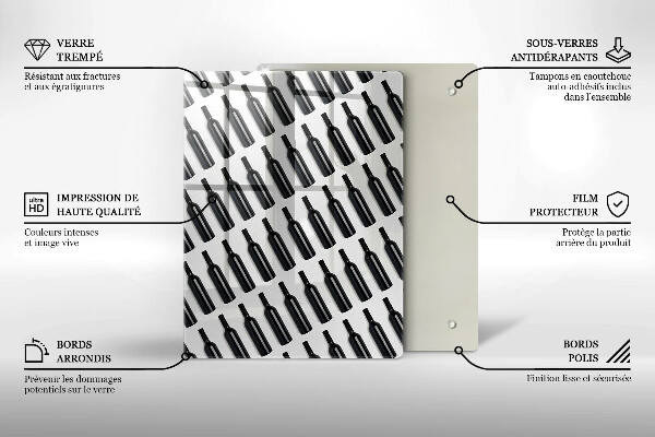 Skärbräda i glas Svarta vinflaskor