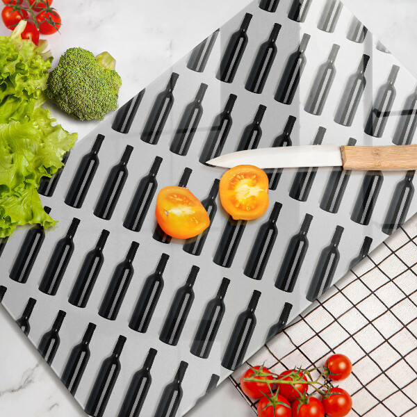 Skärbräda i glas Svarta vinflaskor