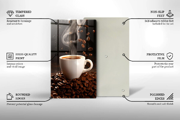 Skärbräda i glas En varm kopp kaffe