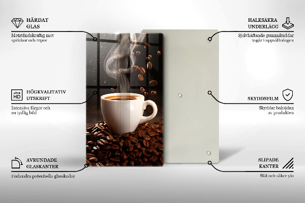 Skärbräda i glas En varm kopp kaffe