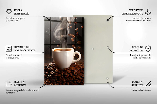 Skärbräda i glas En varm kopp kaffe