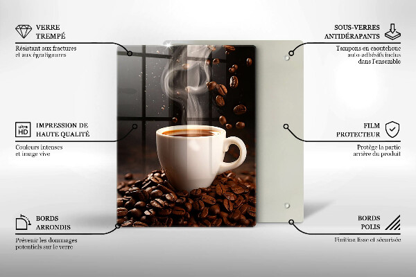 Skärbräda i glas En varm kopp kaffe