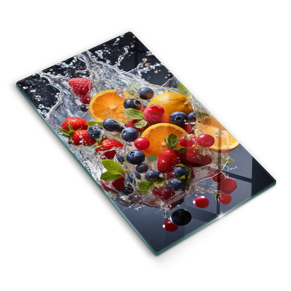 Skärbräda i glas Frukt i vatten