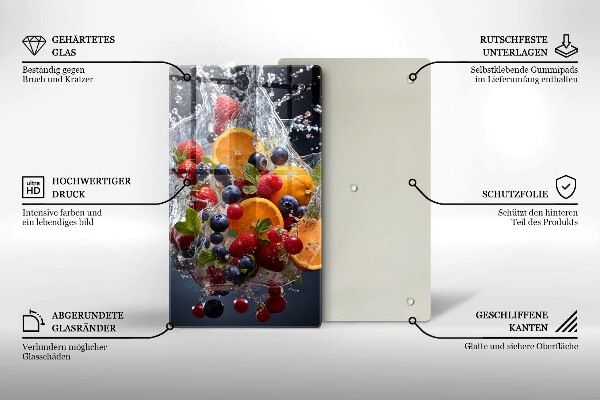 Skärbräda i glas Frukt i vatten