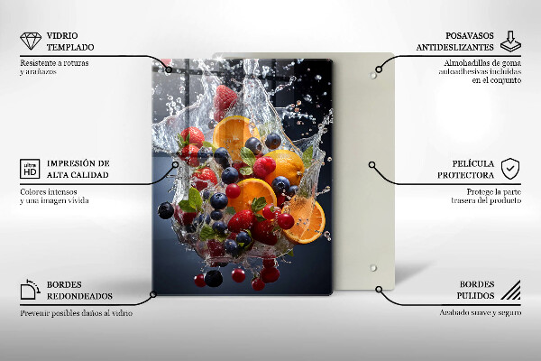 Skärbräda i glas Frukt i vatten