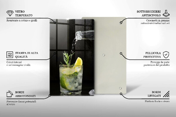 Skärbräda i glas Ett glas vatten